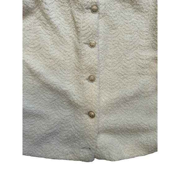 H&M Womens Boucle Jacket Cardigan XXL Cream Teddy Fleece Shacket Long Sleeve - Picture 4 of 4